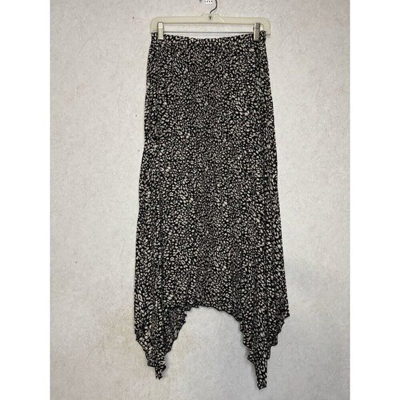 UMGEE Animal Print Asymmetrical Hem Maxi Skirt Pleated Boho FairyGrunge MEDIUM - Picture 1 of 9